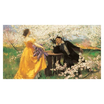 Csók István: A tavasz ébredése képeslap