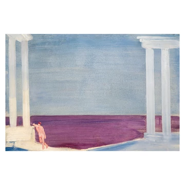 Vaszary János: Férfiakt tengerparton képeslap