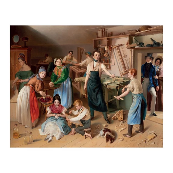 Reiter, Die fleißige Tischlerfamilie (Die Werkstatt des Vaters) képeslap
