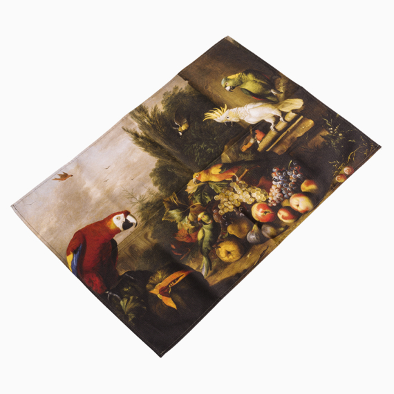 Bogdány Jakab - Gyümölcscsendélet papagájokkal konyharuha