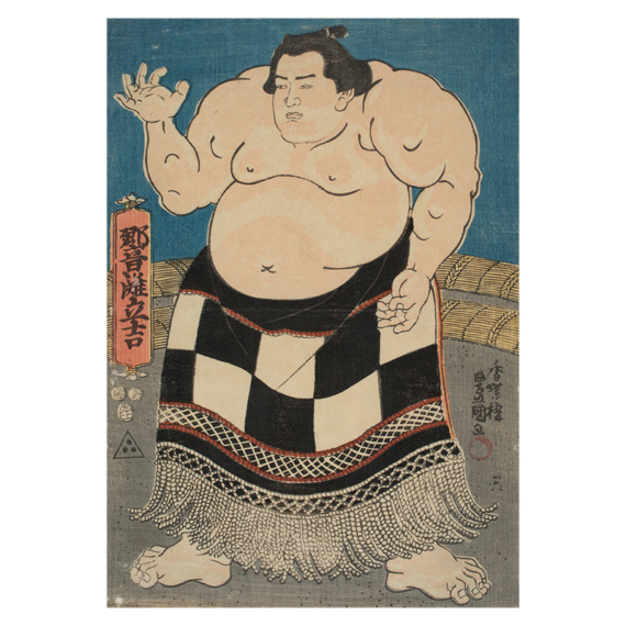 Utagawa Kunisada, szumó birkózó portréja képeslap